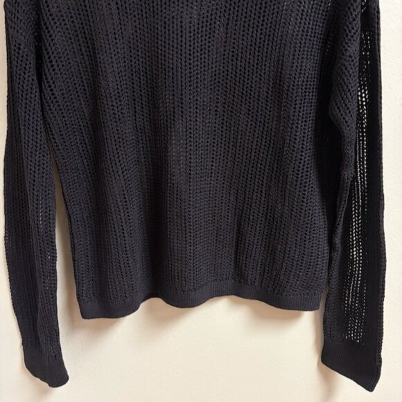 UNIQLO Womens Open Knit Goth Grunge Sweater Size M Sheer Layering Linen Blend - Picture 3 of 10